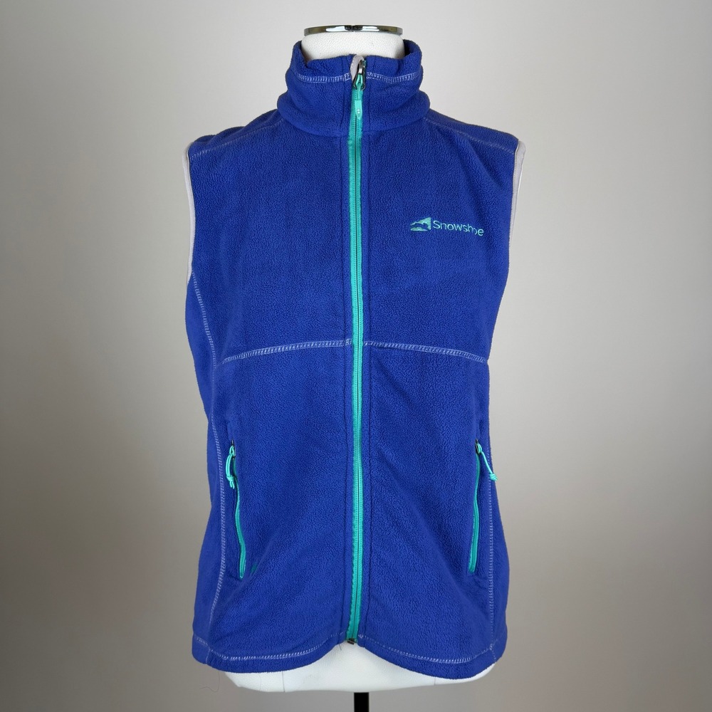 Double Diamond Snowshoe Blue Fleece Full Zip Vest Womens Size XL Ski Layering